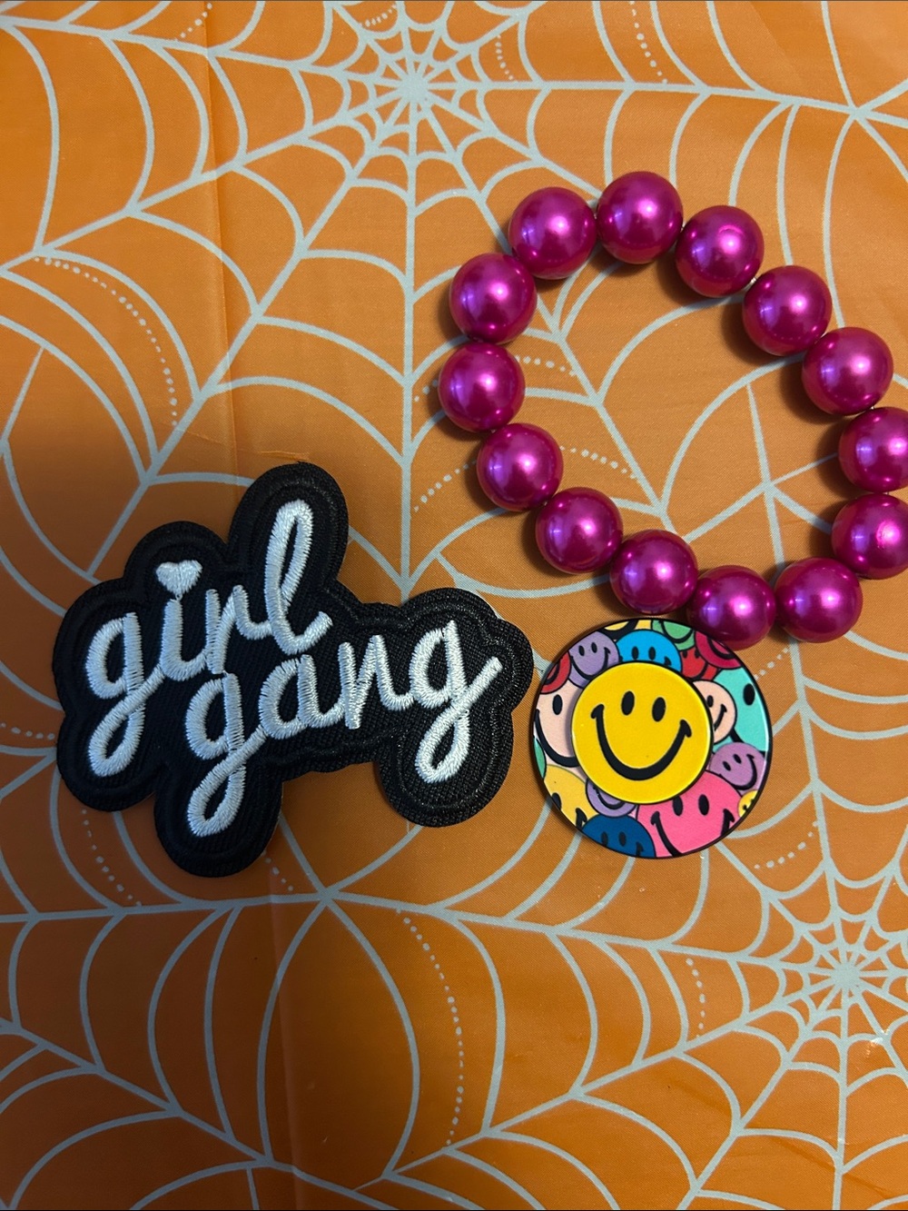 Girl Gang Patch & Pink Beaded Bracelet Set - Kids Accessories